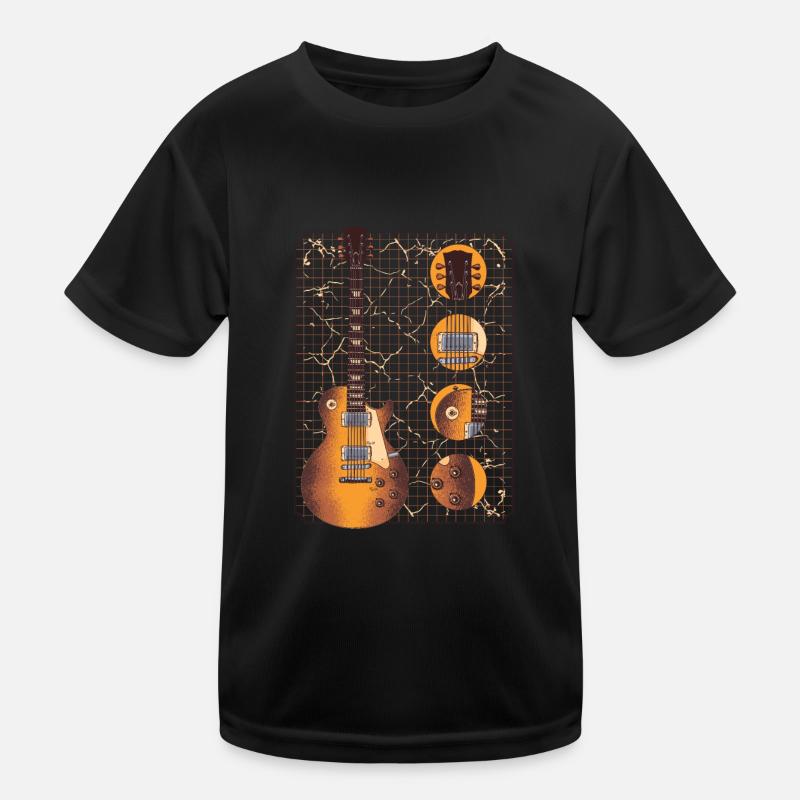 Electric Guitar Tshirt with Brown Electric Guitar Details Kids Functional T-Shirt