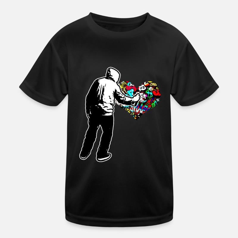 Graffiti Herz Doodle Draw Paint schreiben Wand Geschenk Kinder Funktions-T-Shirt