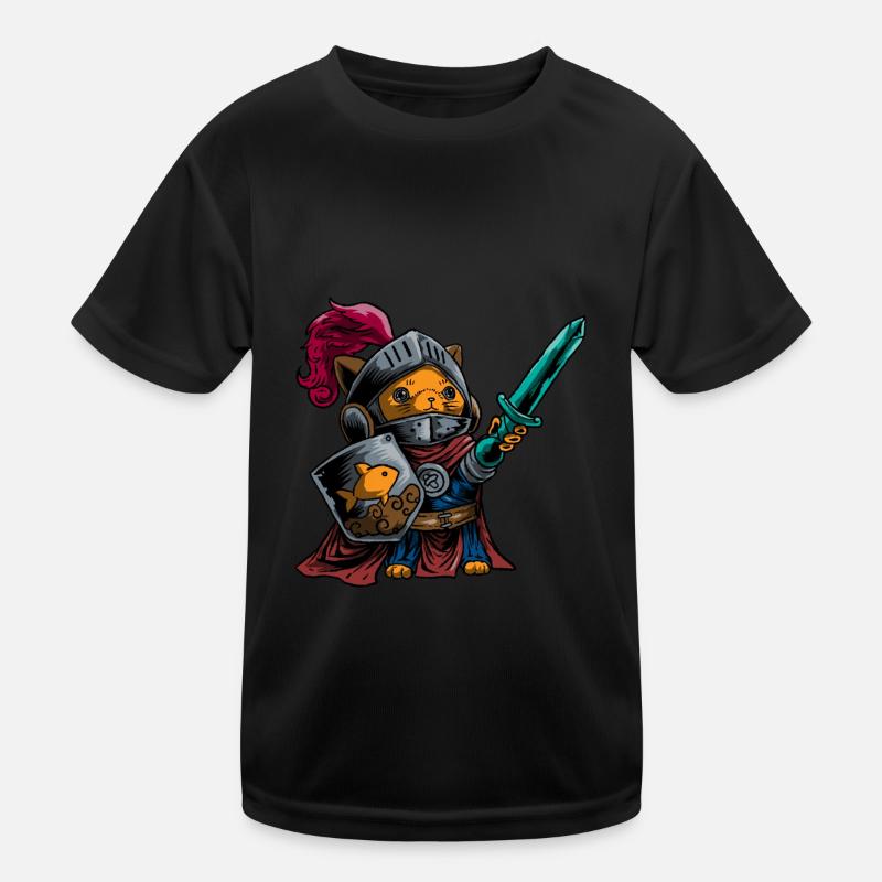 Ritter Cat Warrior Shield Schwert Cavalier Noble Kinder Funktions-T-Shirt