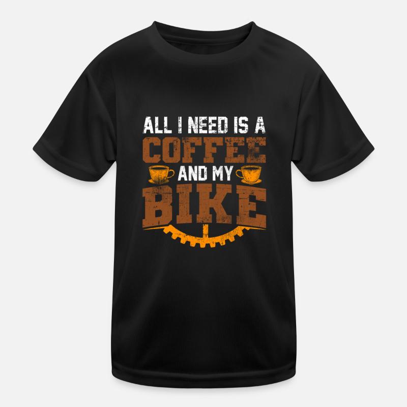 Fahrrad und Kaffee Kinder Funktions-T-Shirt