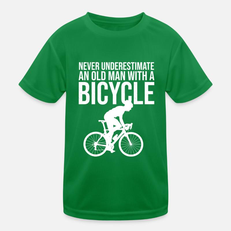 Never Underestimate An Old Man With A Bicycle Tee Kinder Funktions-T-Shirt