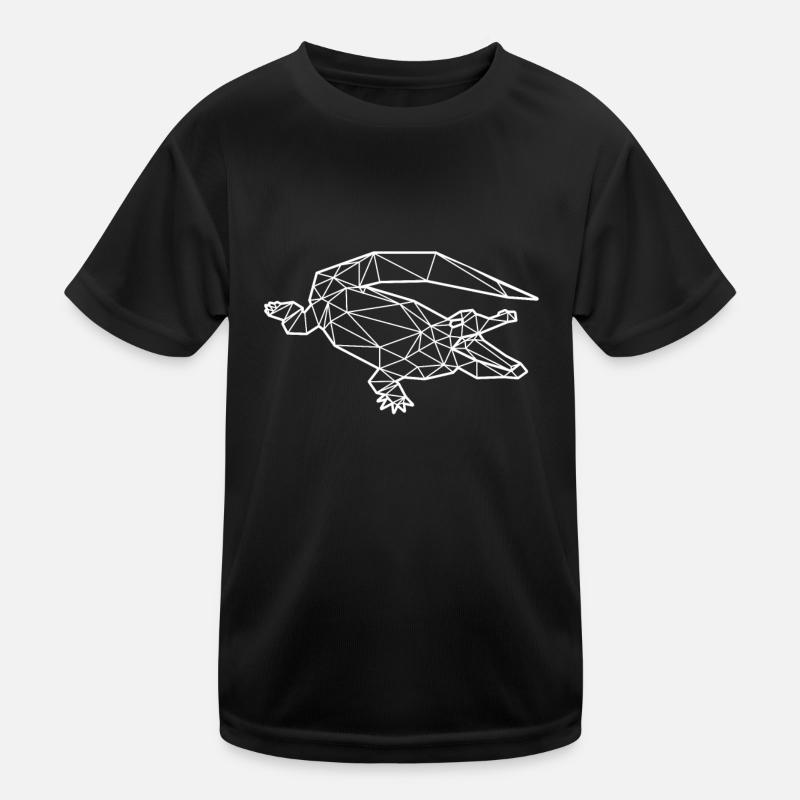 Krokodil Polygon - Kinder Funktions-T-Shirt - Schwarz