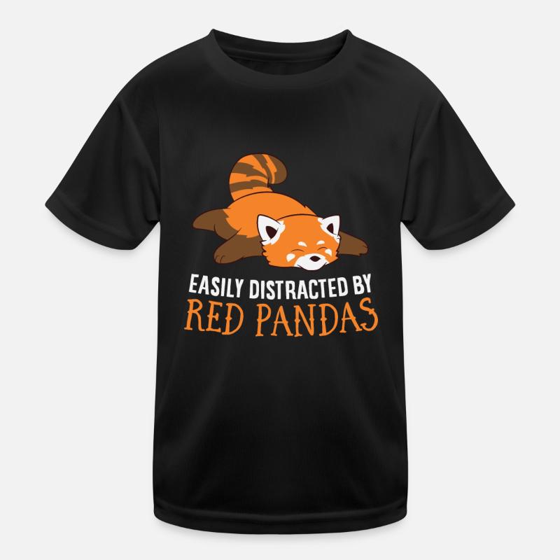 Easily Distracted By Red Pandas - Kids Functional T-Shirt - black