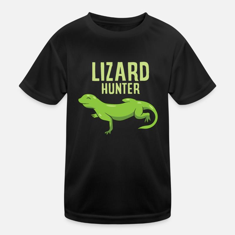 Lustige Eidechsen Jäger Reptil Eidechse Kinder Funktions-T-Shirt
