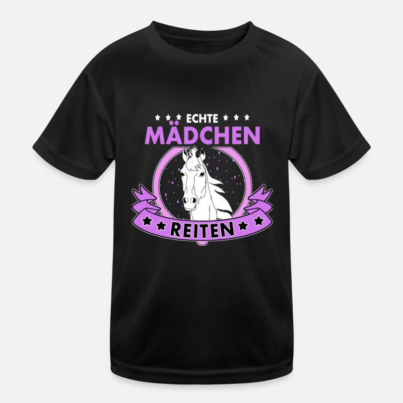 Echte Mädchen Reiten Pferde Reitsport Kinder Funktions-T-Shirt