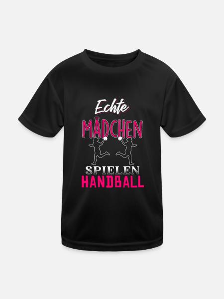 Echte Mädchen spielen Handball - Kinder Funktions-T-Shirt - Schwarz
