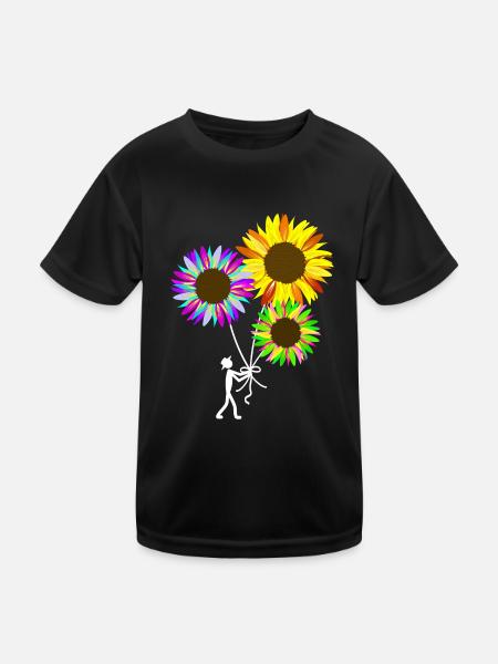 bunter Sonnenblumen Strauß - Kinder Funktions-T-Shirt - Schwarz