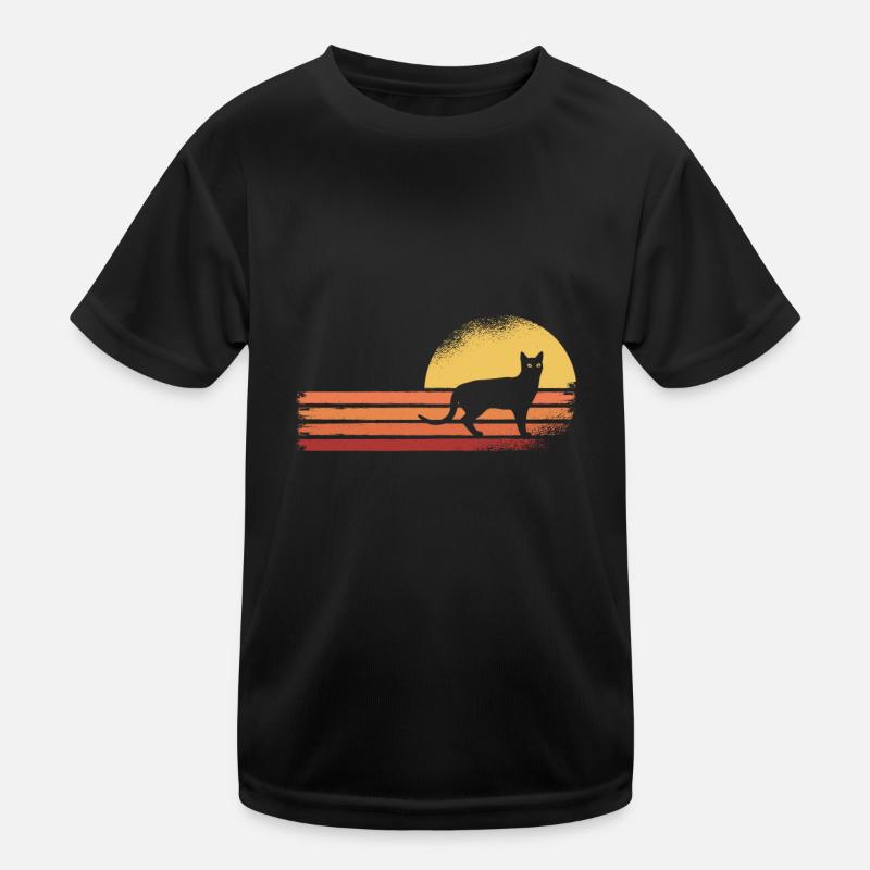 Schwarze Katze Kinder Funktions-T-Shirt
