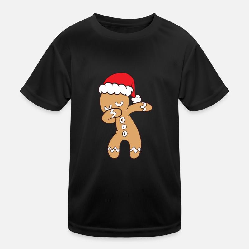 Lebkuchen mit Weihnachtsmütze Dabbender Lebkuchen Kinder Funktions-T-Shirt