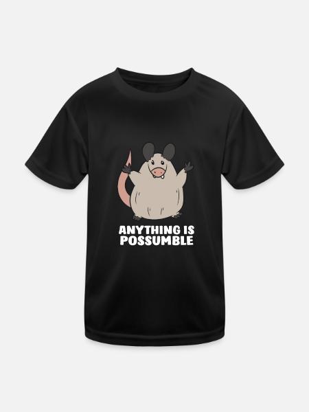 Opossum Anything Is Possumble Geschenk Opossums - Kinder Funktions-T-Shirt - Schwarz - Vorne
