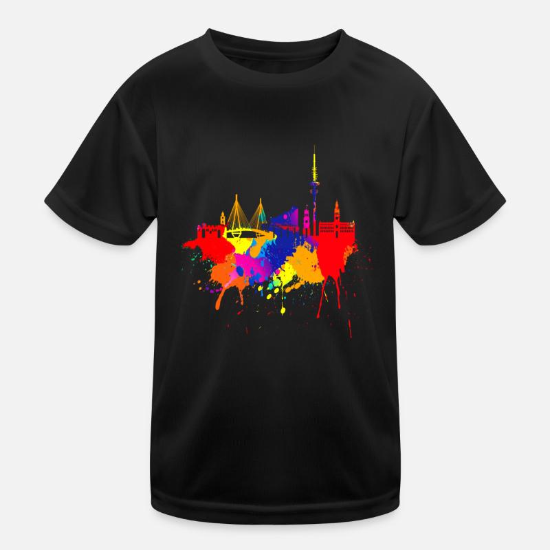 Hambourg Skyline Couleurs Colorées Peinture Art Perle T-shirt sport Enfant