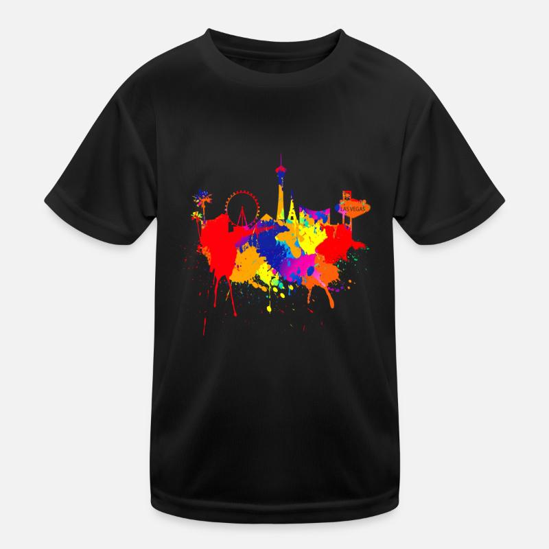 Las Vegas Skyline Nevada Bunte Farben Kunst Poker Kinder Funktions-T-Shirt
