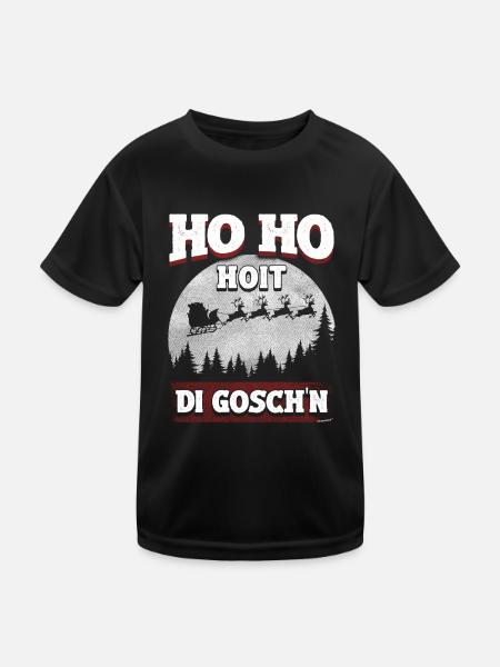 Ho Ho Hoit di Goschn – Witziges Weihnachts-Design - Kinder Funktions-T-Shirt - Schwarz - Vorne