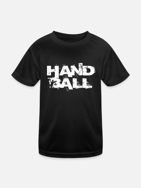 Handball Handballer Handballerin Unisex - Kinder Funktions-T-Shirt - Schwarz - Vorne