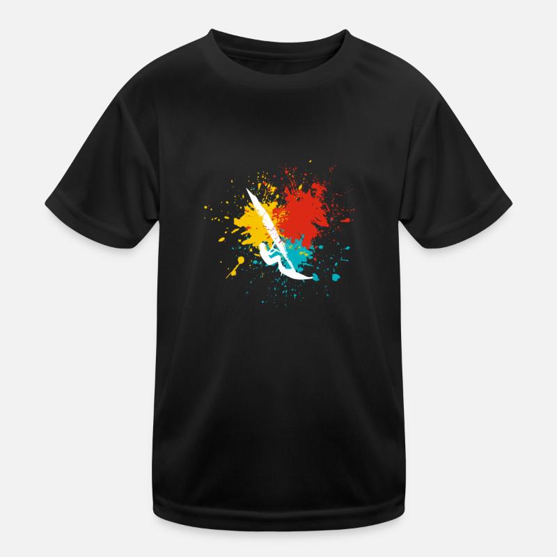 Windsurfen Windsurfer - Kinder Funktions-T-Shirt - Schwarz