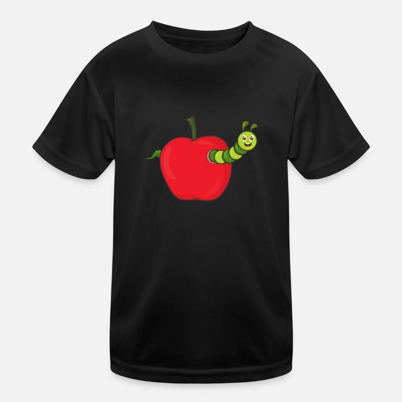 Apfel mit Raupe Kinder Funktions-T-Shirt