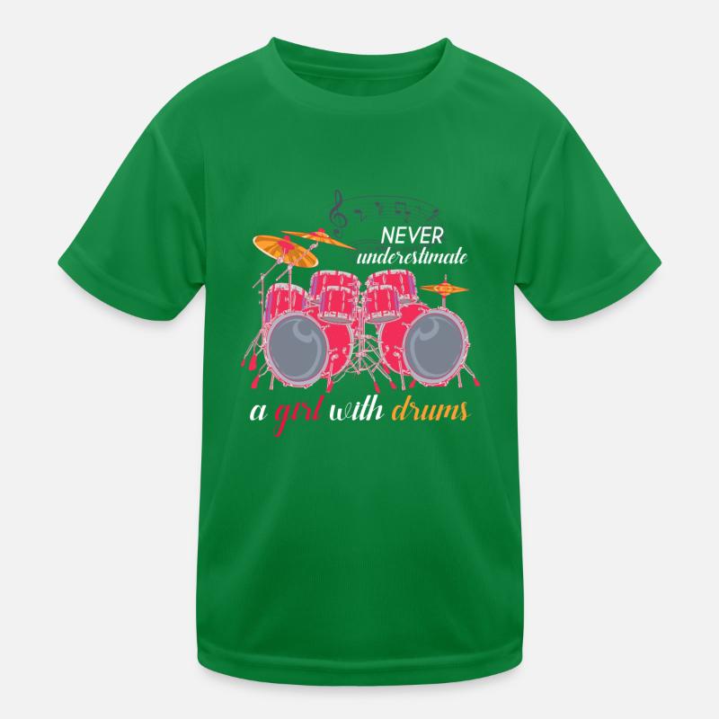 Schlagzeug Mädchen Kinder Funktions-T-Shirt