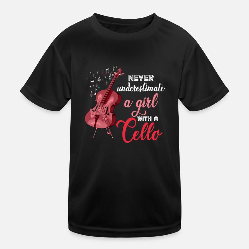 Fille instrument de violoncelle - T-shirt sport Enfant - noir