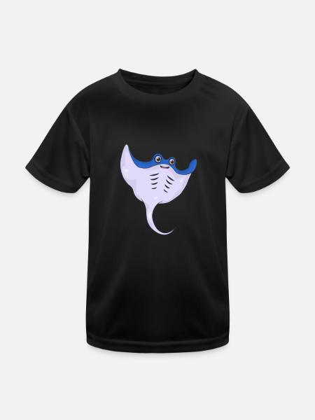 Rochen - Kinder Funktions-T-Shirt - Schwarz