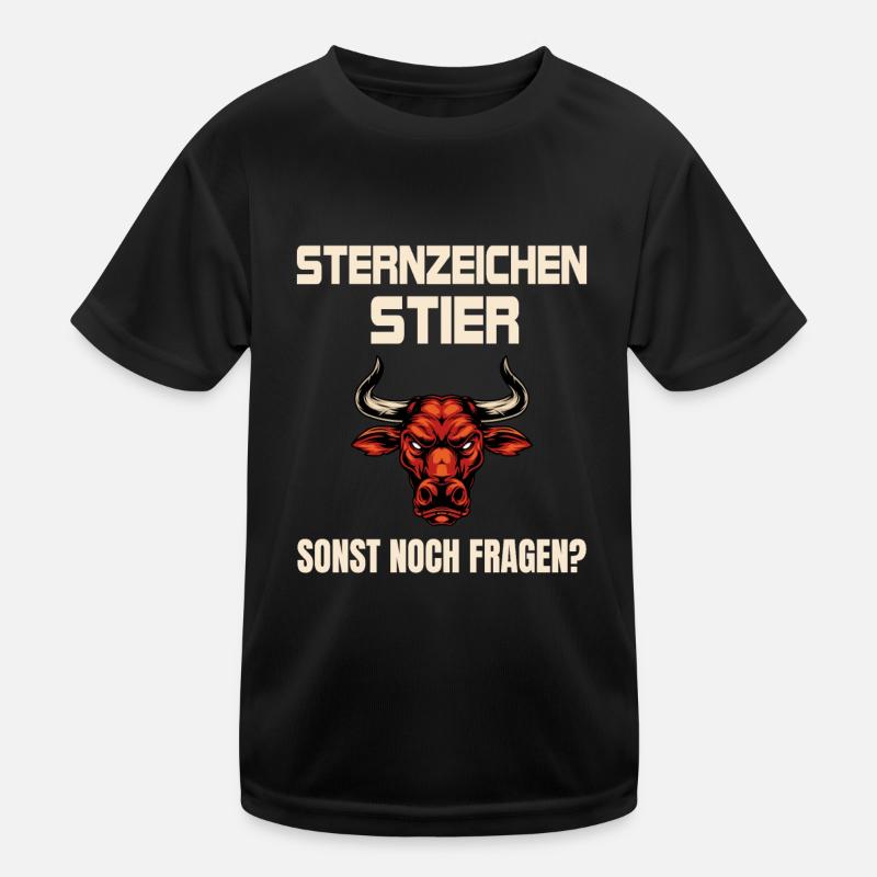 Sternzeichen Stier - Kinder Funktions-T-Shirt - Schwarz