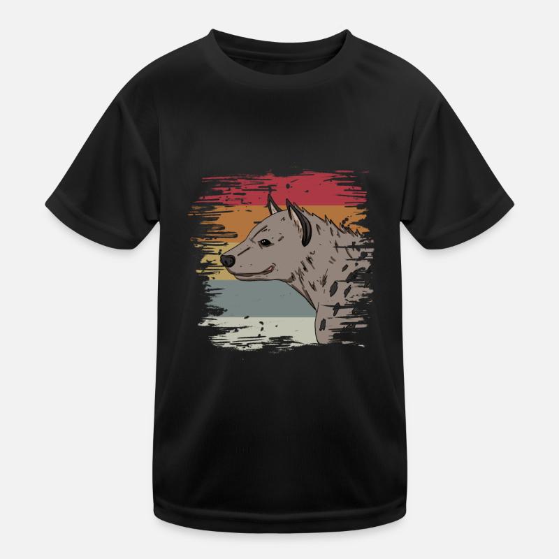 Hyäne - Kinder Funktions-T-Shirt - Schwarz