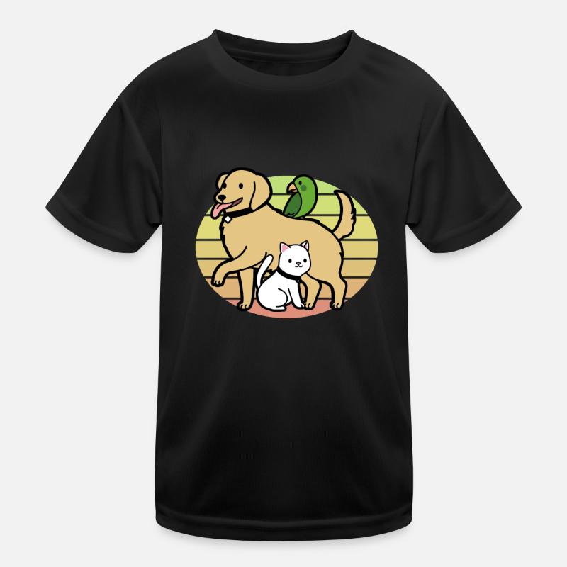 Chien chat perroquet coucher de soleil T-shirt sport Enfant