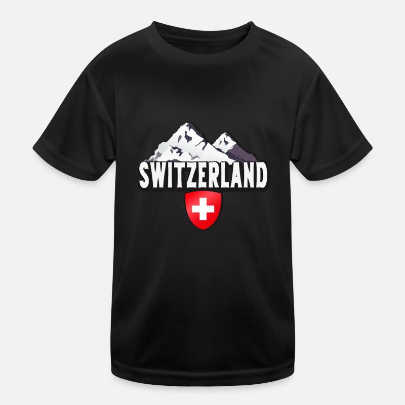 Schweiz Heimat Berge Schweizer - Kinder Funktions-T-Shirt - Schwarz