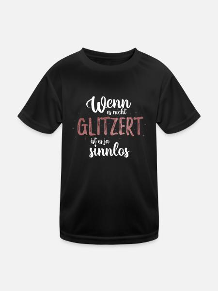 Einhorn Wenn es nicht Glitzert ist es ja sinnlos - Kinder Funktions-T-Shirt - Schwarz - Vorne