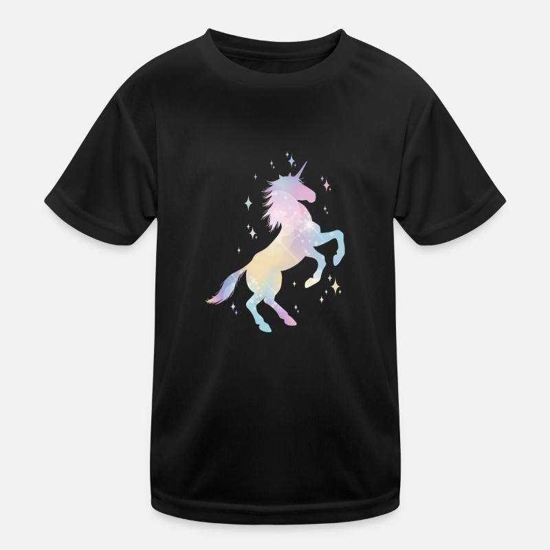 Einhorn - Kinder Funktions-T-Shirt - Schwarz