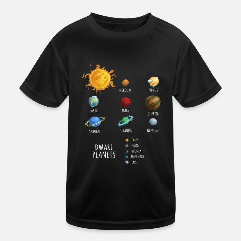 Dwarf Planets, dwarf planets in the solar system - Kids Functional T-Shirt - black