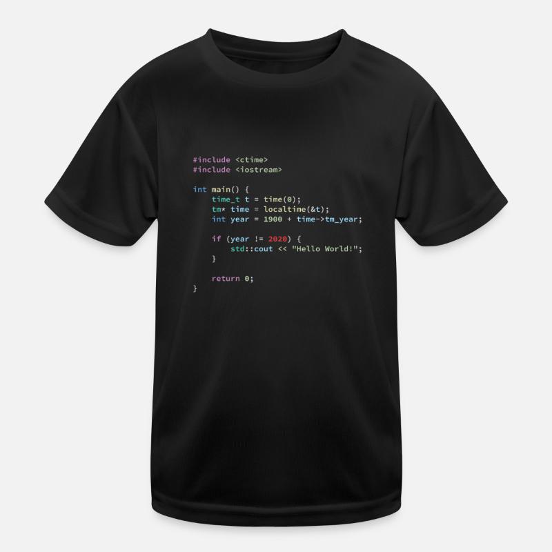 Hello World 2020 in C++ Programming Language, Code Kinder Funktions-T-Shirt