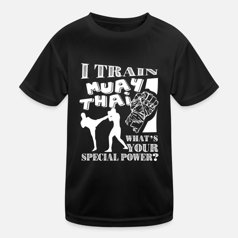 Muay Thai Ich trainiere Muay Thai Kinder Funktions-T-Shirt