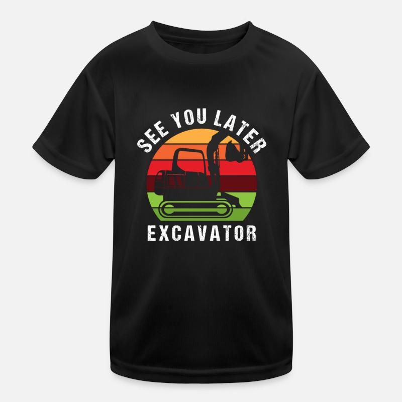 Bagger Baggerfahrer Minibagger Retro Geschenkidee Kinder Funktions-T-Shirt