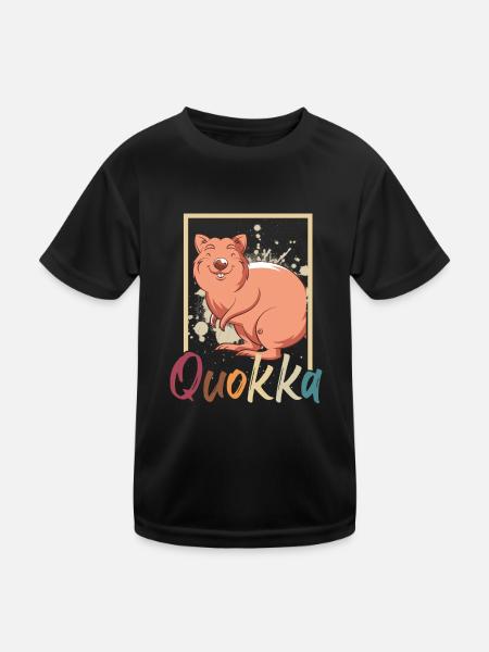 Quokka - Kinder Funktions-T-Shirt - Schwarz - Vorne