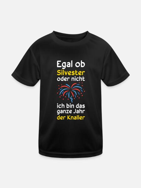 Silvester Sprüche Raketen Feuerwerk Geschenk - Kinder Funktions-T-Shirt - Schwarz - Vorne