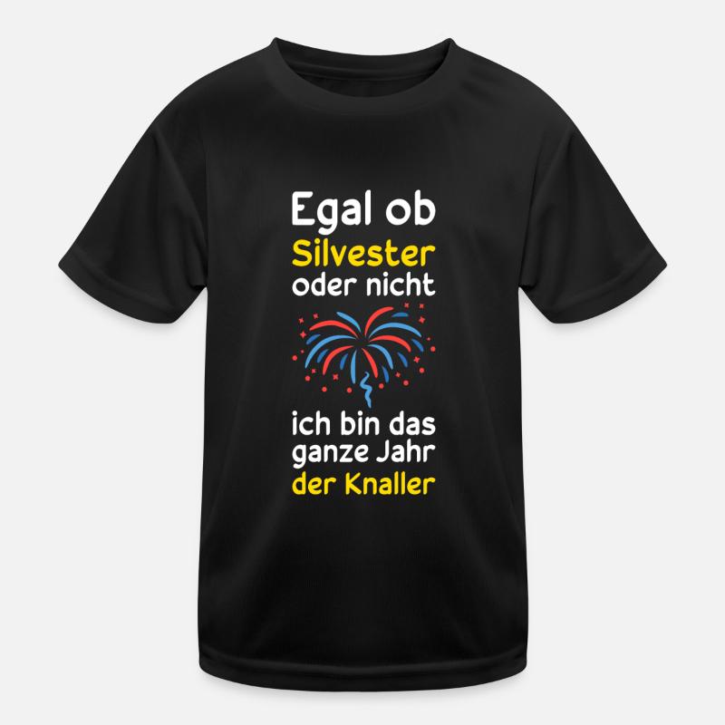 Silvester Sprüche Raketen Feuerwerk Geschenk Kinder Funktions-T-Shirt