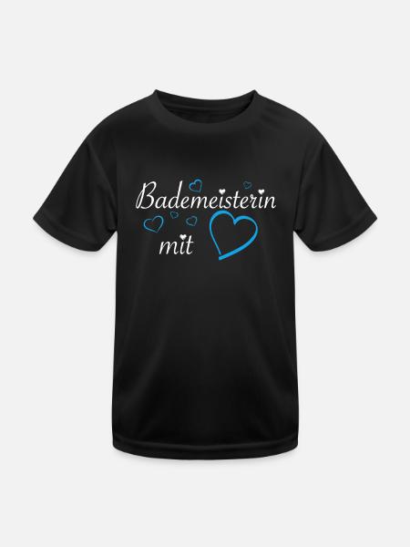 Bademeisterin Schwimmmeisterin Herz Geschenk - Kinder Funktions-T-Shirt - Schwarz - Vorne