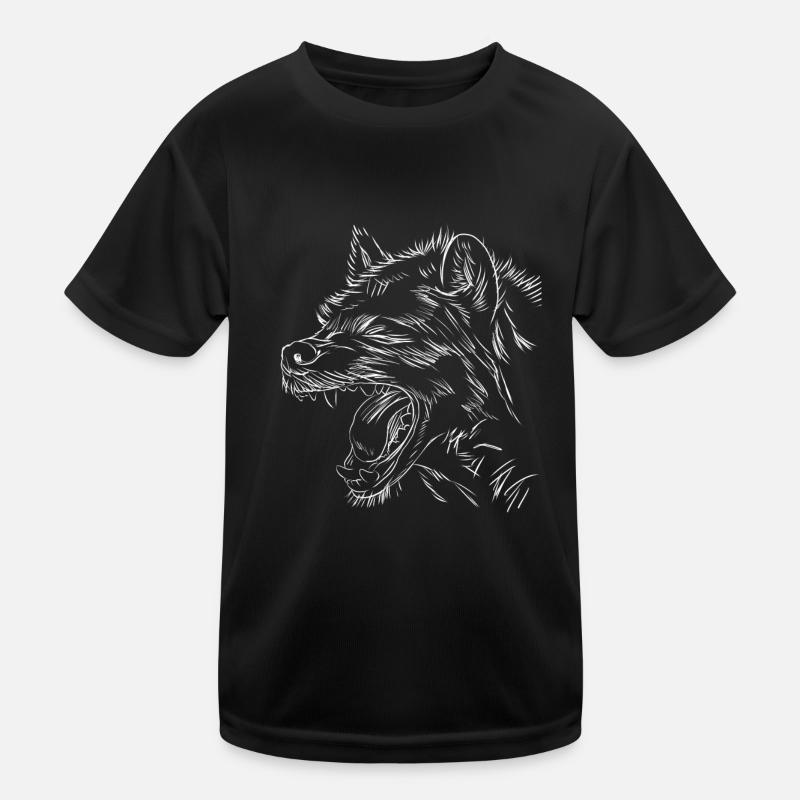 Stroke Hyäne - Kinder Funktions-T-Shirt - Schwarz
