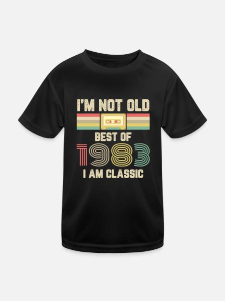 Vintage 1983 Birthday Retro Cassette Gift - Kids Functional T-Shirt - black - Front
