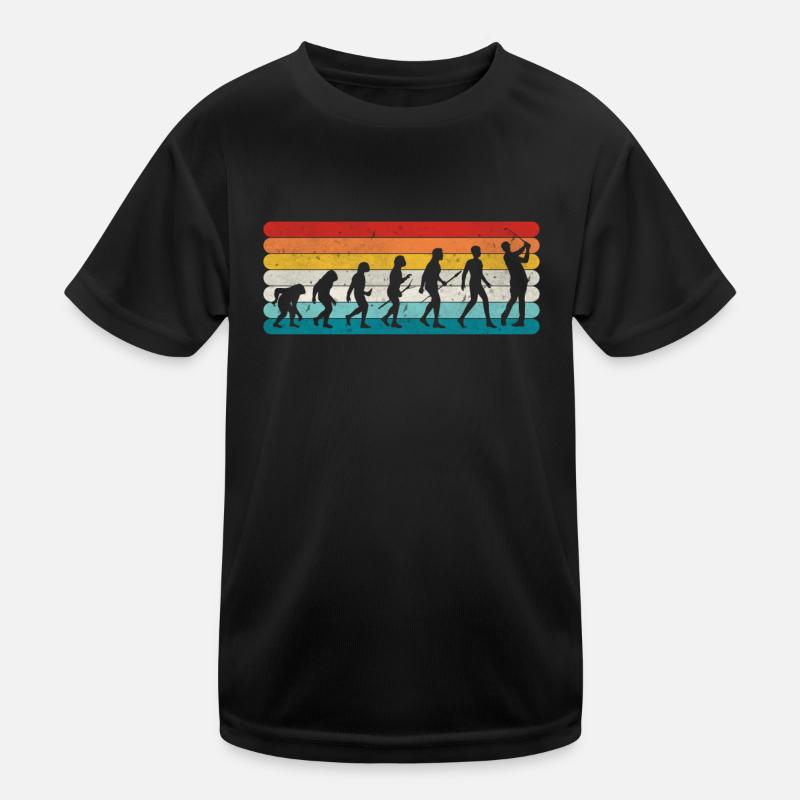 Retro Golf Evolution Vintage Golfers & Golf - Kids Functional T-Shirt - black