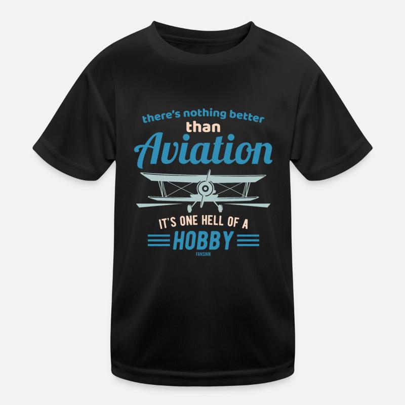 Aviation Hobby Luftfahrt Flugzeug - Kinder Funktions-T-Shirt - Schwarz
