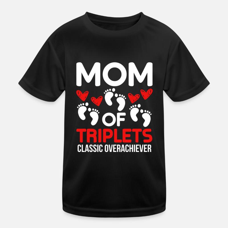 Mère de triplés triplés maman enceinte T-shirt sport Enfant