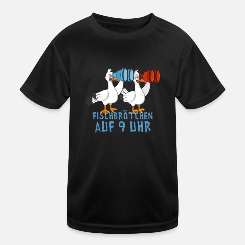 Moin plattdeutsch norddeutsch Möwen Fischbrötchen Kinder Funktions-T-Shirt