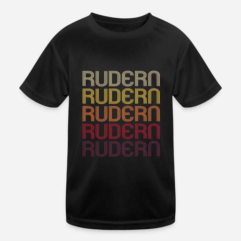 Rudern Ruderer Ruderboot Ruder Retro Geschenk - Kinder Funktions-T-Shirt - Schwarz