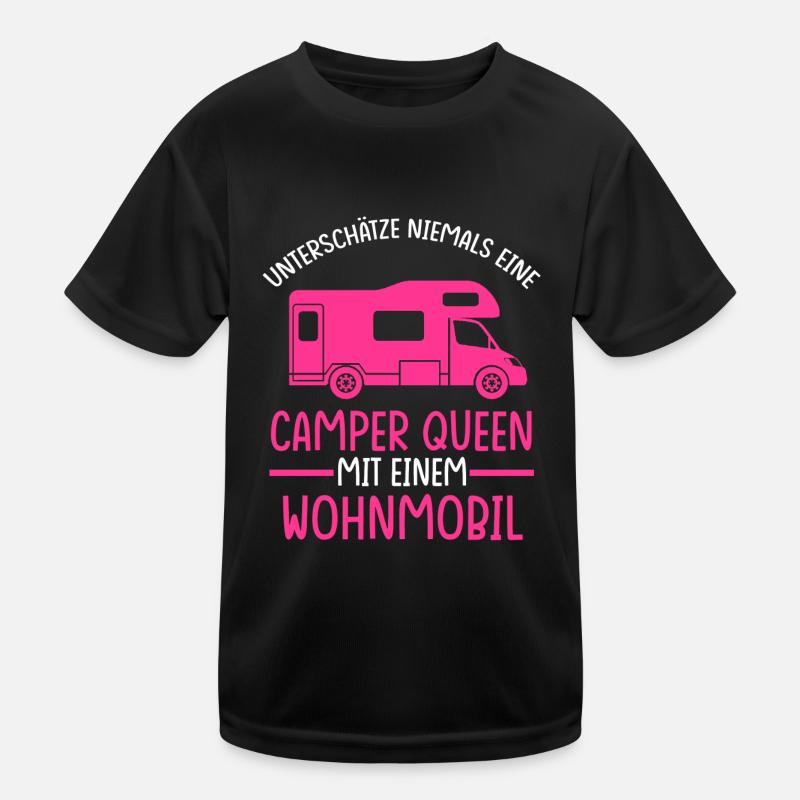 Camper Queen Wohnmobil Camping Geschenk Kinder Funktions-T-Shirt
