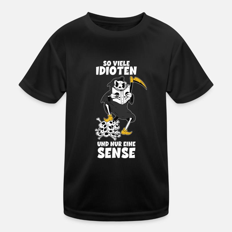 Totenkopf Sensenmann Lustige Geschenkidee Sprüche Kinder Funktions-T-Shirt