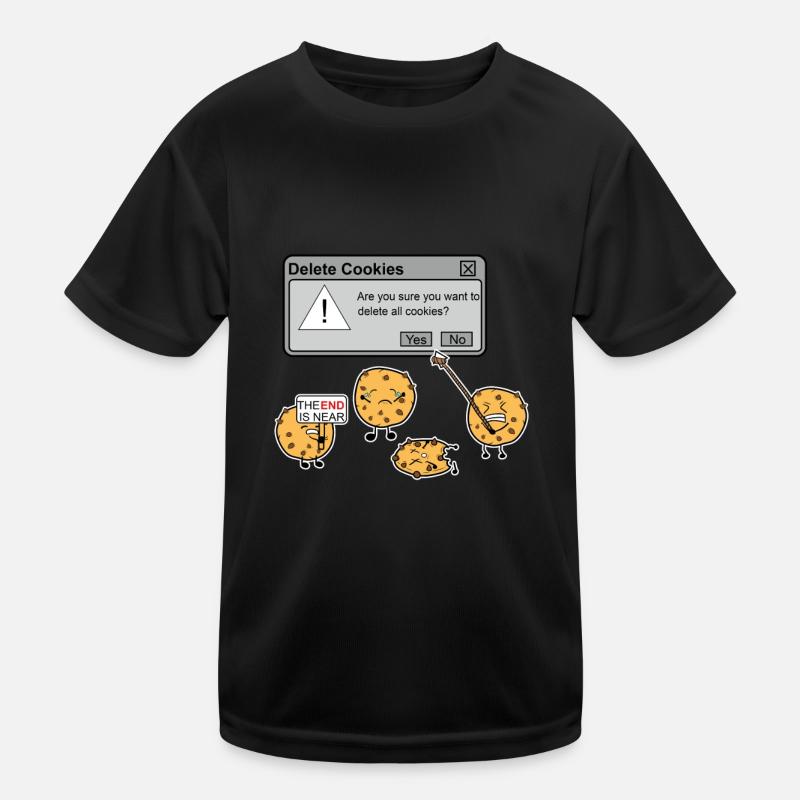 Delete Cookies Funny Internet Meme Browser - Kids Functional T-Shirt - black