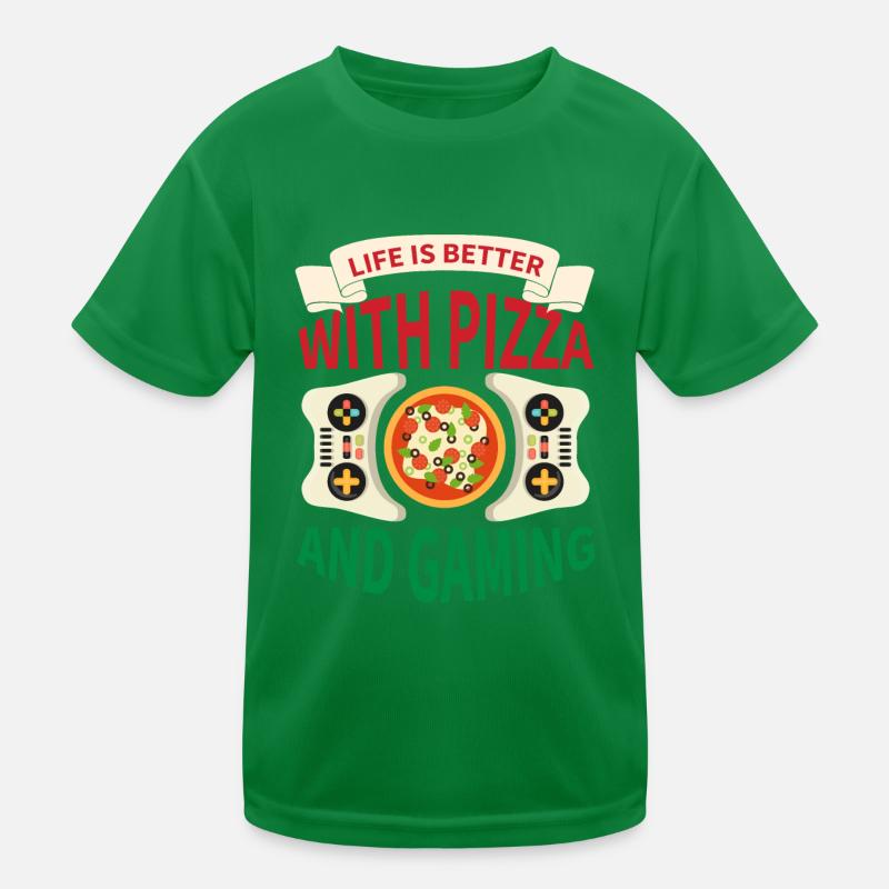 Das Leben ist besser mit Pizza und Spielen Kinder Funktions-T-Shirt