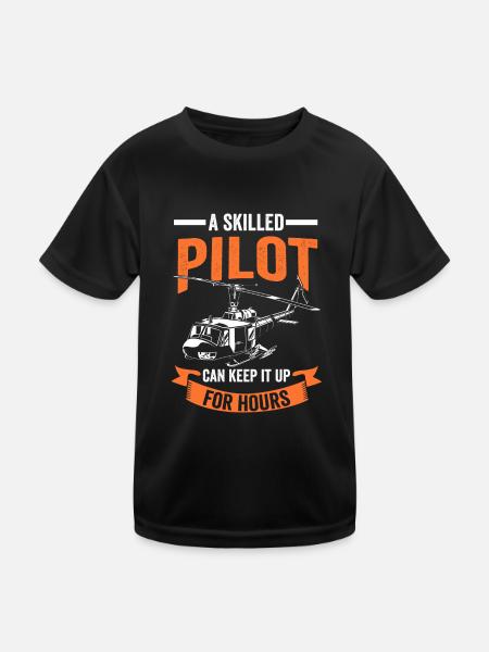 Helicopter Airplane Pilot Airplane Flight Jet Fight - Kids Functional T-Shirt - black - Front