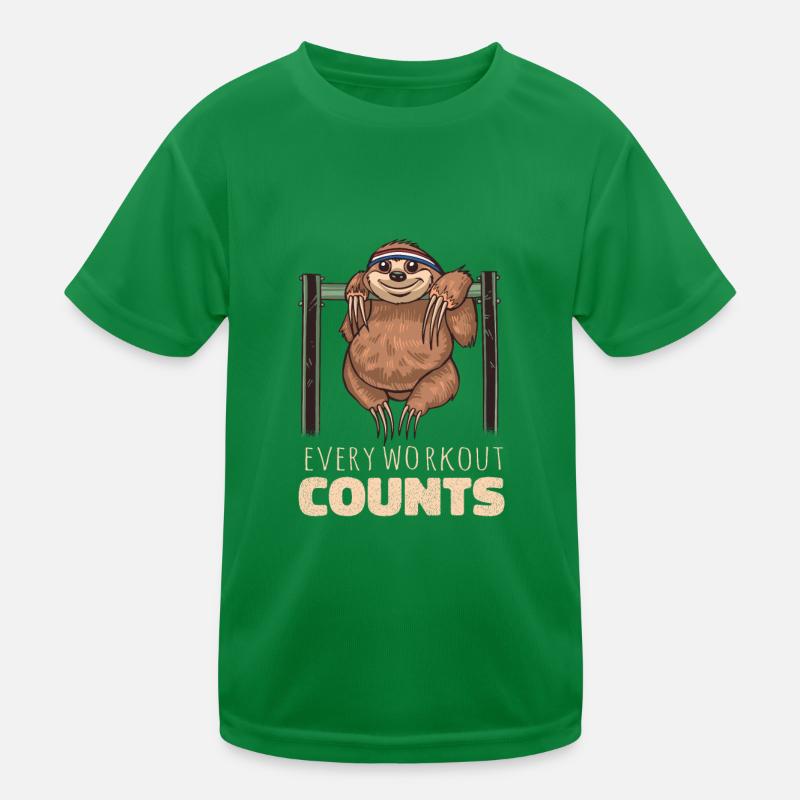 Every workout counts sloth Kids Functional T-Shirt
